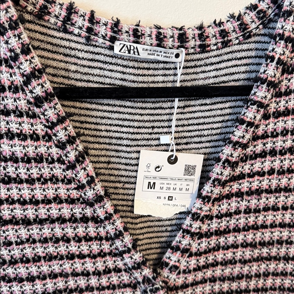 Zara Textured V-Neck Midi Dress/Cardigan – Size Medium (NWT) - Picture 4 of 6